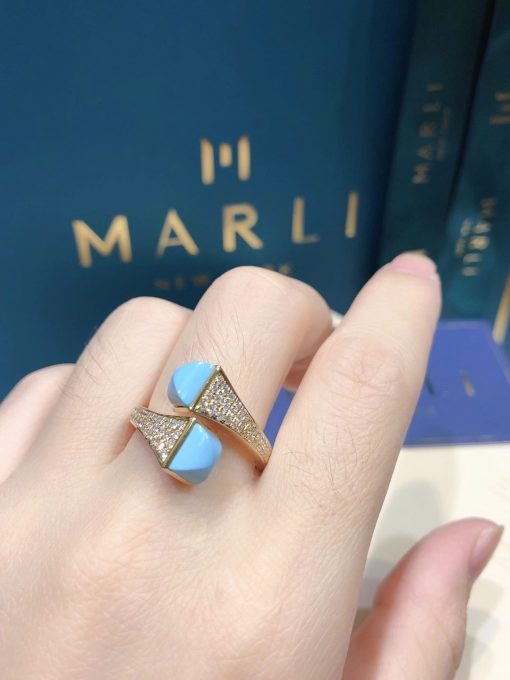 Marli Cleo Diamond Ring In Yellow Gold Turquoise Cleo R5 (3)