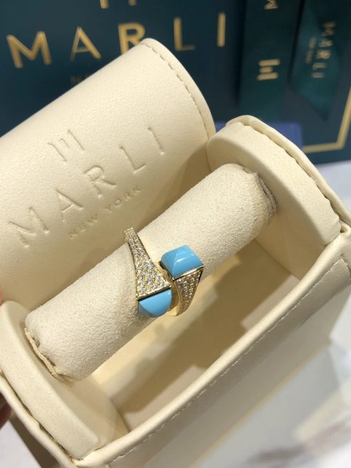 Marli Cleo Diamond Ring In Yellow Gold Turquoise Cleo R5 (5)