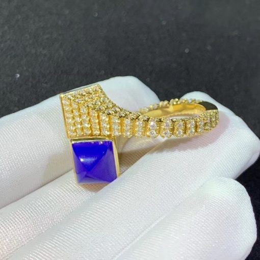 Marli Cleo Rev Slim Diamond Ring In Yellow Gold Lapis Lazuli Cleo R27 (3)