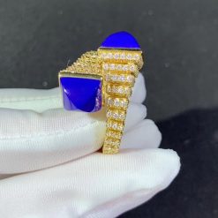 Marli Cleo Rev Slim Diamond Ring In Yellow Gold Lapis Lazuli Cleo R27 (9)