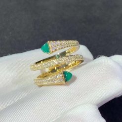 Marli Cleo Diamond Twist Ring In Yellow Gold Green Agate Cleo R15 (1)