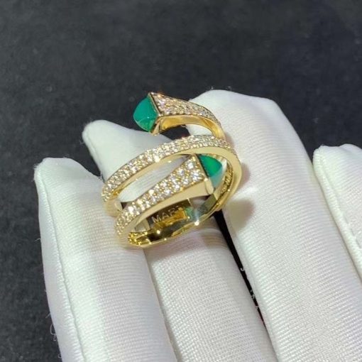 Marli Cleo Diamond Twist Ring In Yellow Gold Green Agate Cleo R15 (2)