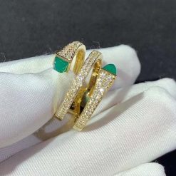 Marli Cleo Diamond Twist Ring In Yellow Gold Green Agate Cleo R15 (8)