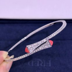 Marli Cleo Diamond Slim Slip On Bracelet In White Gold Pink Coral Cleo B1 (1)