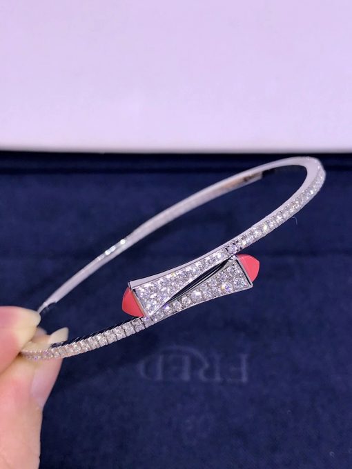 Marli Cleo Diamond Slim Slip On Bracelet In White Gold Pink Coral Cleo B1 (1)