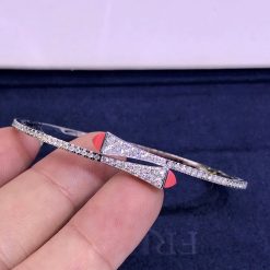 Marli Cleo Diamond Slim Slip On Bracelet In White Gold Pink Coral Cleo B1 (2)