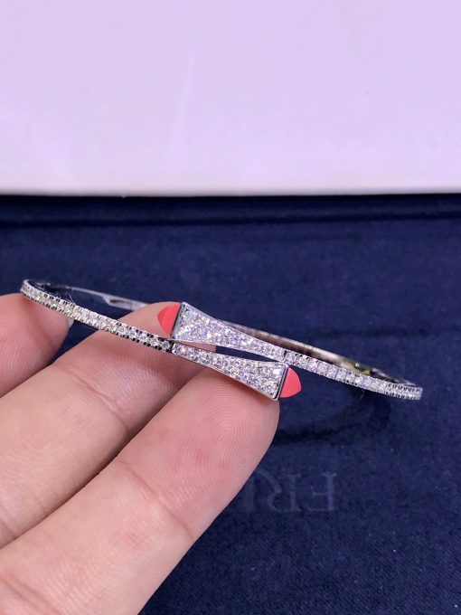 Marli Cleo Diamond Slim Slip On Bracelet In White Gold Pink Coral Cleo B1 (2)