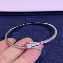 Marli Cleo Diamond Slim Slip On Bracelet In White Gold Pink Coral Cleo B1 (3)