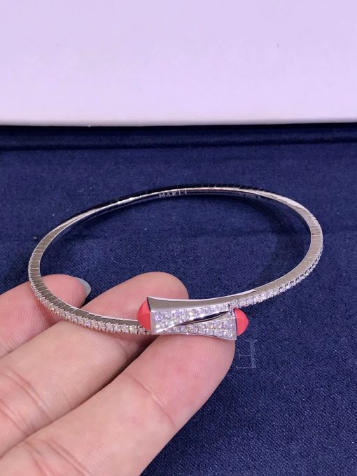 Marli Cleo Diamond Slim Slip On Bracelet In White Gold Pink Coral Cleo B1 (3)