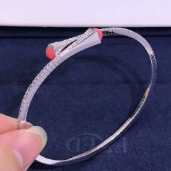 Marli Cleo Diamond Slim Slip On Bracelet In White Gold Pink Coral Cleo B1 (4)