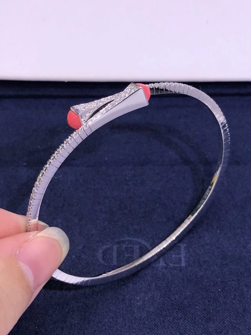 Marli Cleo Diamond Slim Slip On Bracelet In White Gold Pink Coral Cleo B1 (4)