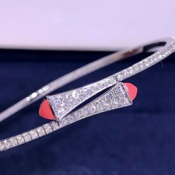 Marli Cleo Diamond Slim Slip On Bracelet In White Gold Pink Coral Cleo B1 (5)