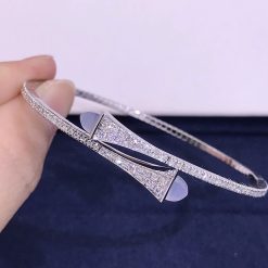 Marli Cleo Diamond Slim Slip On Bracelet In White Gold Chalcedony Cleo B1 (1)