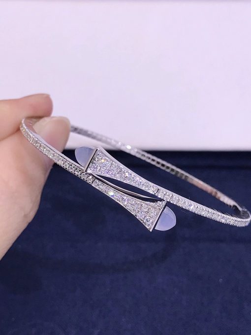 Marli Cleo Diamond Slim Slip On Bracelet In White Gold Chalcedony Cleo B1 (1)