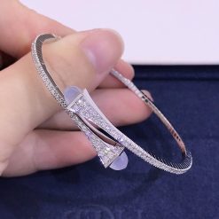 Marli Cleo Diamond Slim Slip On Bracelet In White Gold Chalcedony Cleo B1 (4)