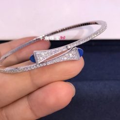 Marli Cleo Diamond Slim Slip On Bracelet In White Gold Sea Blue Chalcedony Cleo B1 (3)