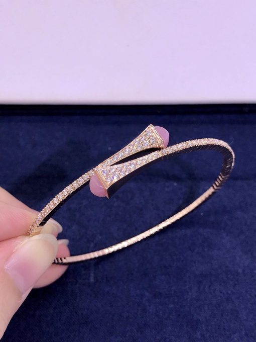 Marli Cleo Diamond Slim Slip On Bracelet In Rose Gold Pink Quartzite Cleo B1 (1)