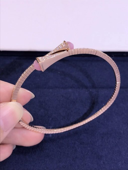 Marli Cleo Diamond Slim Slip On Bracelet In Rose Gold Pink Quartzite Cleo B1 (2)