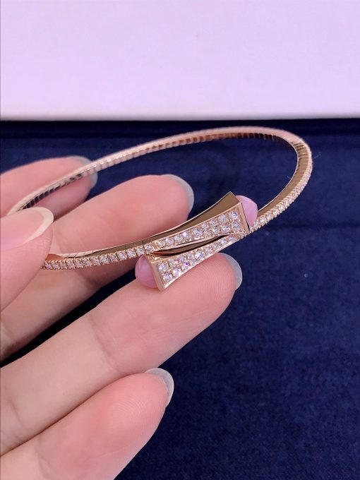 Marli Cleo Diamond Slim Slip On Bracelet In Rose Gold Pink Quartzite Cleo B1 (3)