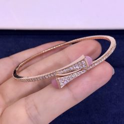 Marli Cleo Diamond Slim Slip On Bracelet In Rose Gold Pink Quartzite Cleo B1 (4)