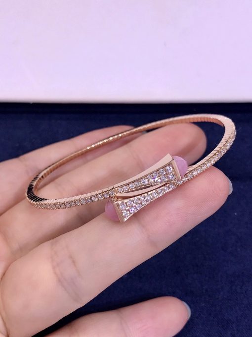 Marli Cleo Diamond Slim Slip On Bracelet In Rose Gold Pink Quartzite Cleo B1 (4)