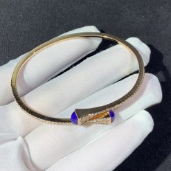 Marli Cleo Diamond Slim Slip On Bracelet In Rose Gold Lapis Lazuli Cleo B1 (5)