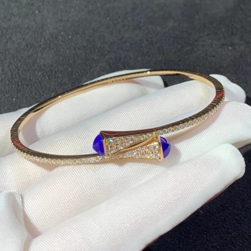 Marli Cleo Diamond Slim Slip On Bracelet In Rose Gold Lapis Lazuli Cleo B1 (6)