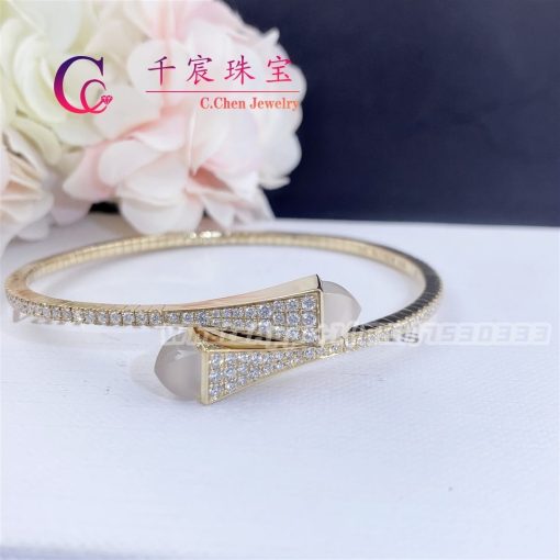 Marli Cleo Diamond Midi Slip On Bracelet In Yellow Gold White Moon Stone Cleo B47 (2)