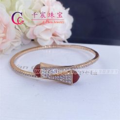 Marli Cleo Diamond Midi Slip On Bracelet In Rose Gold Red Agate Cleo B47 (1)