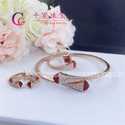 Marli Cleo Diamond Midi Slip On Bracelet In Rose Gold Red Agate Cleo B47 (8)