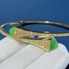 Marli Cleo Diamond Slip On Bracelet In Yellow Gold Green Agate Cleo B3 (1)