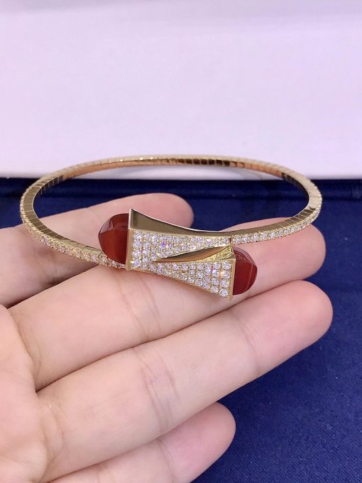 Marli Cleo Diamond Slip On Bracelet In Yellow Gold Red Agate Cleo B3 (2)