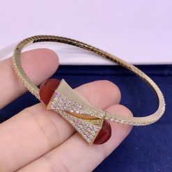 Marli Cleo Diamond Slip On Bracelet In Yellow Gold Red Agate Cleo B3 (3)