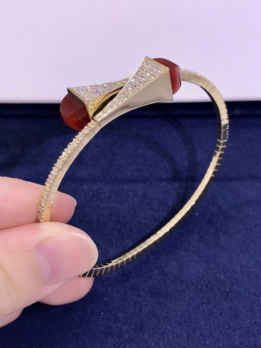 Marli Cleo Diamond Slip On Bracelet In Yellow Gold Red Agate Cleo B3 (4)