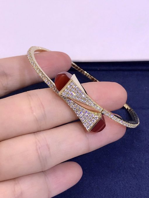 Marli Cleo Diamond Slip On Bracelet In Yellow Gold Red Agate Cleo B3 (6)