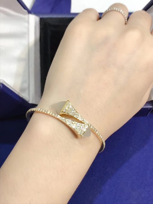 Marli Cleo Diamond Slip On Bracelet In Yellow Gold White Moon Stone Cleo B3 (3)