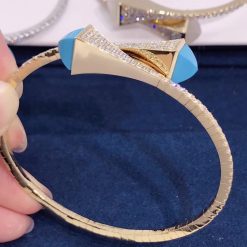 Marli Cleo Diamond Slip On Bracelet In Yellow Gold Turquoise Cleo B3 (2)