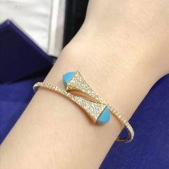 Marli Cleo Diamond Slip On Bracelet In Yellow Gold Turquoise Cleo B3 (4)