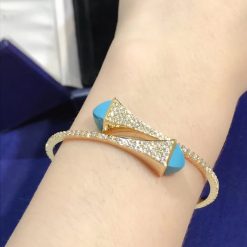 Marli Cleo Diamond Slip On Bracelet In Yellow Gold Turquoise Cleo B3 (5)