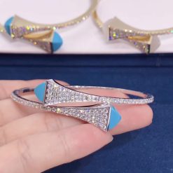 Marli Cleo Diamond Slip-On Bracelet In White Gold Turquoise CLEO-B3