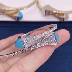 Marli Cleo Diamond Slip On Bracelet In White Gold Turquoise Cleo B3 (2)