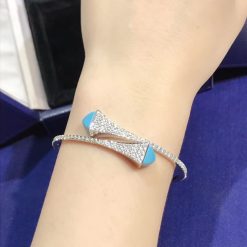 Marli Cleo Diamond Slip On Bracelet In White Gold Turquoise Cleo B3 (5)