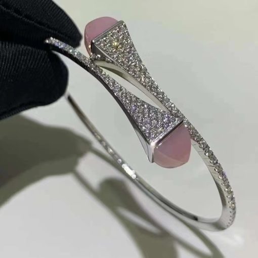 Marli Cleo Diamond Slip On Bracelet In White Gold Pink Quartzitee Cleo B3 (1)