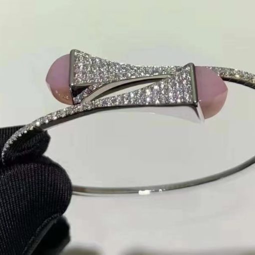 Marli Cleo Diamond Slip On Bracelet In White Gold Pink Quartzitee Cleo B3 (3)