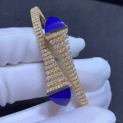 Marli Cleo Rev Diamond Slip On Bracelet In Yellow Gold Lapis Lazuli Cleo B29 (3)