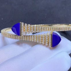 Marli Cleo Rev Diamond Slip On Bracelet In Yellow Gold Lapis Lazuli Cleo B29 (5)