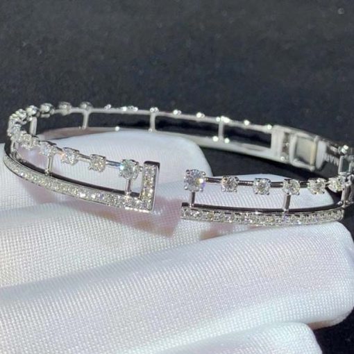 Marli Avenues Open Hinged Bracelet In White Gold AVEN-B2