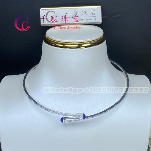 Marli Cleo Diamond Slim Slip On Necklace In White Gold Lapis Lazuli Cleo N1 (5)