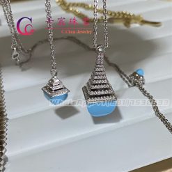 Marli Cleo Rev Diamond Pendant White Gold Turquoise CLEO-N29