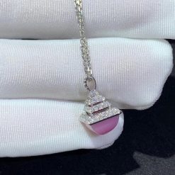 Marli Cleo Rev Mini Diamond Pendant In White Gold Pink Quartzite Cleo N37 (4)